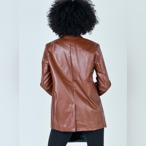 Princess Polly Jocelyn Faux Leather Blazer in Brown Size XS/S New with tag - Picture 9 of 16